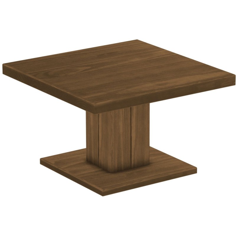 Couchtisch 80x80 Rio UNO Farbton Nussbaum massiver Pinien Holztisch - Säulentisch