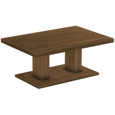 Couchtisch 120x80 Rio UNO Farbton Nussbaum massiver Pinien Holztisch - Säulentisch