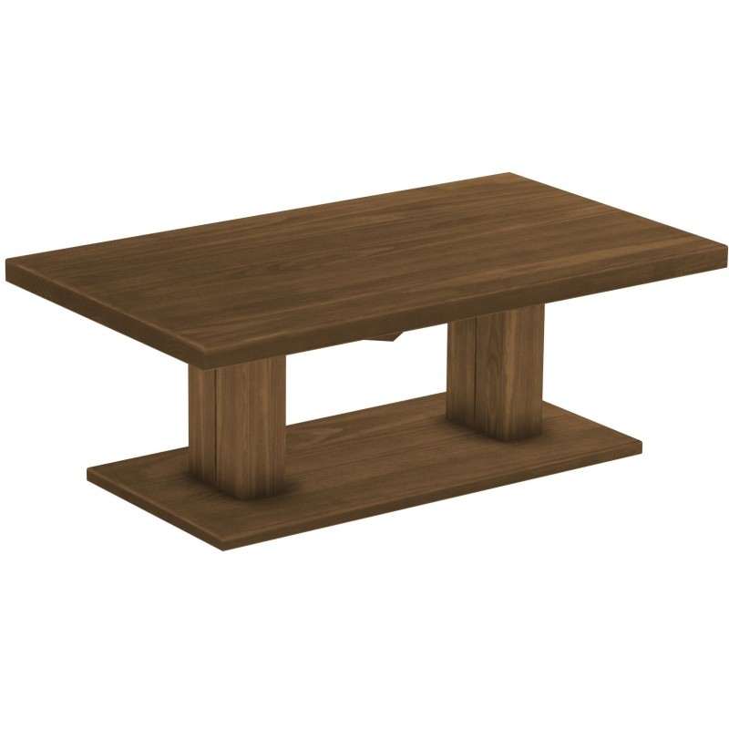 Couchtisch 140x80 Rio UNO Farbton Nussbaum massiver Pinien Holztisch - Säulentisch