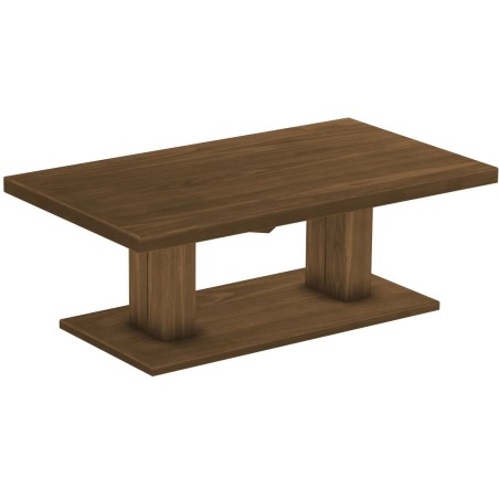 Couchtisch 140x80 Rio UNO Farbton Nussbaum massiver Pinien Holztisch - Säulentisch