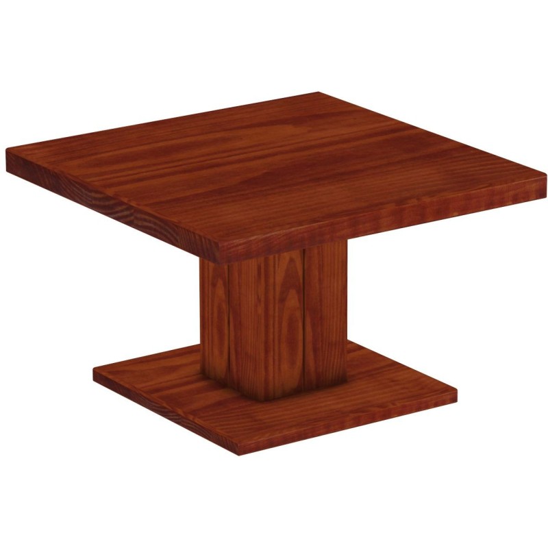 Couchtisch 80x80 Rio UNO Farbton Mahagoni massiver Pinien Holztisch - Säulentisch