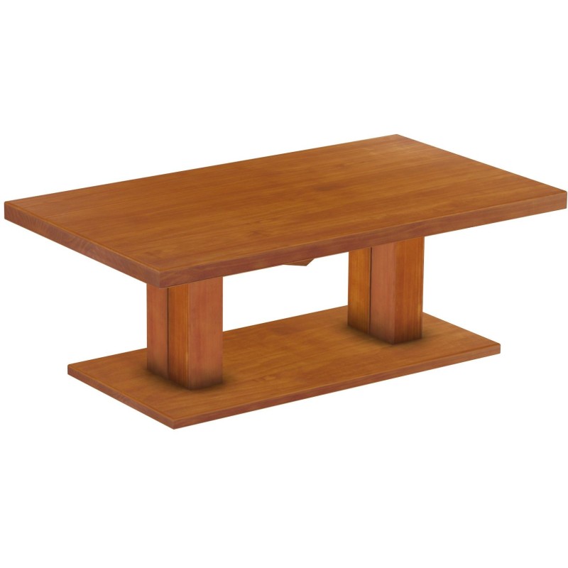 Couchtisch 140x80 Rio UNO Farbton Kirschbaum massiver Pinien Holztisch - Säulentisch