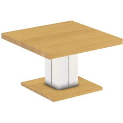 Couchtisch 80x80 Rio UNO Farbton Eiche hell Weiss massiver Pinien Holztisch - Säulentisch