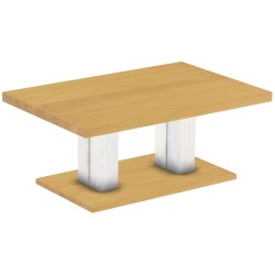 Couchtisch 120x80 Rio UNO Farbton Eiche hell Weiss massiver Pinien Holztisch - Säulentisch