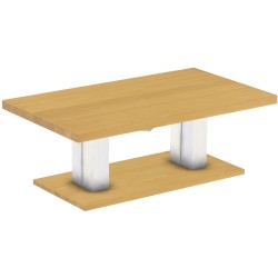 Couchtisch 140x80 Rio UNO Farbton Eiche hell Weiss massiver Pinien Holztisch - Säulentisch