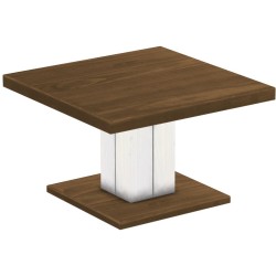 Couchtisch 80x80 Rio UNO Farbton Nussbaum Weiss massiver Pinien Holztisch - Säulentisch