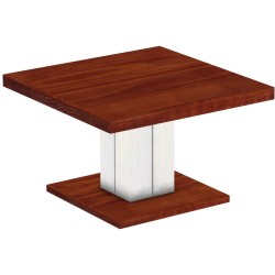 Couchtisch 80x80 Rio UNO Farbton Mahagoni Weiss massiver Pinien Holztisch - Säulentisch