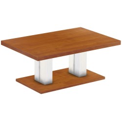 Couchtisch 120x80 Rio UNO Farbton Kirschbaum Weiss massiver Pinien Holztisch - Säulentisch