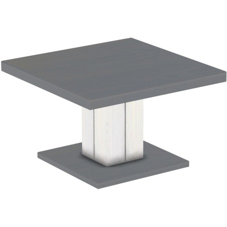 Couchtisch 80x80 Rio UNO Farbton Seidengrau Weiss massiver Pinien Holztisch - Säulentisch
