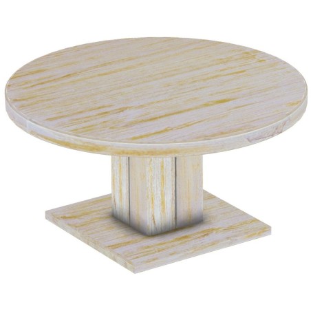 Couchtisch 100 rund Rio UNO Farbton Shabby Honig massiver Pinien Holztisch - Säulentisch