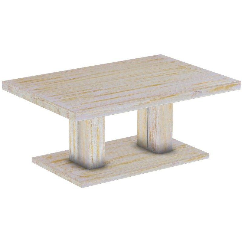 Couchtisch 120x80 Rio UNO Farbton Shabby Honig massiver Pinien Holztisch - Säulentisch