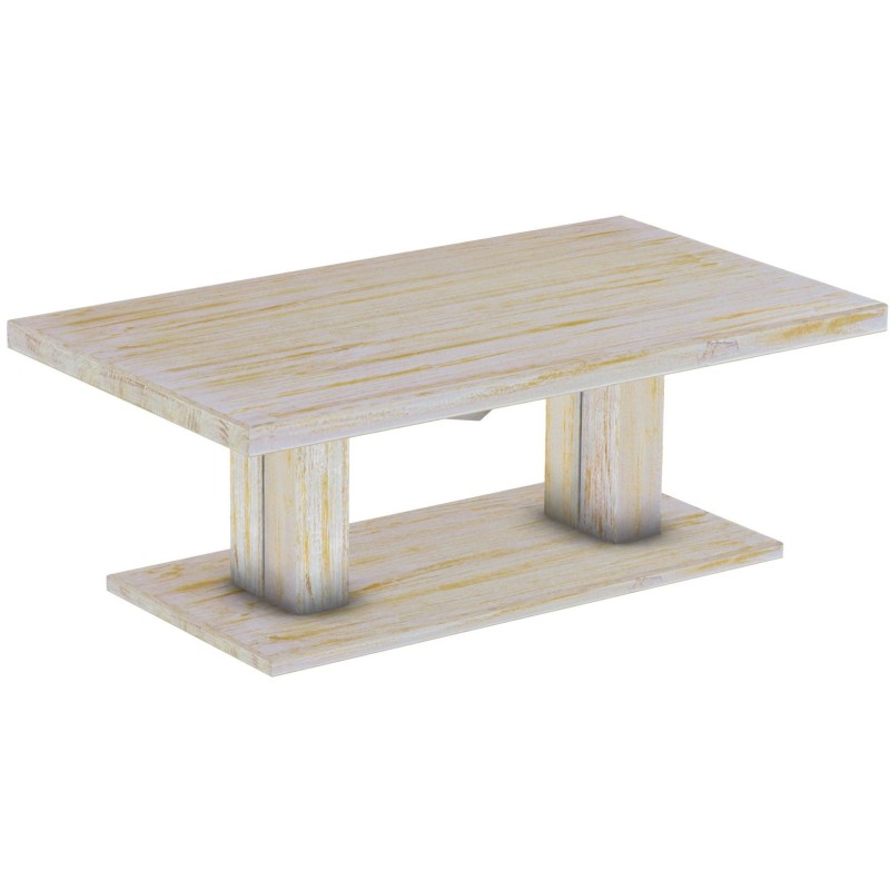 Couchtisch 140x80 Rio UNO Farbton Shabby Honig massiver Pinien Holztisch - Säulentisch
