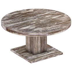Couchtisch 100 rund Rio UNO Farbton Shabby Antik Eiche massiver Pinien Holztisch - Säulentisch