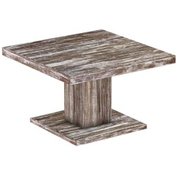 Couchtisch 80x80 Rio UNO Farbton Shabby Antik Eiche massiver Pinien Holztisch - Säulentisch