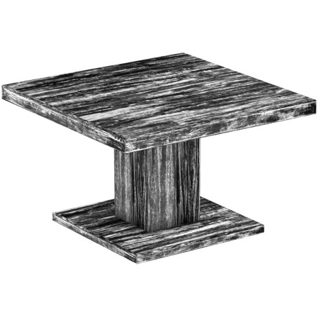 Couchtisch 80x80 Rio UNO Farbton Shabby Antik Ebenholz massiver Pinien Holztisch - Säulentisch
