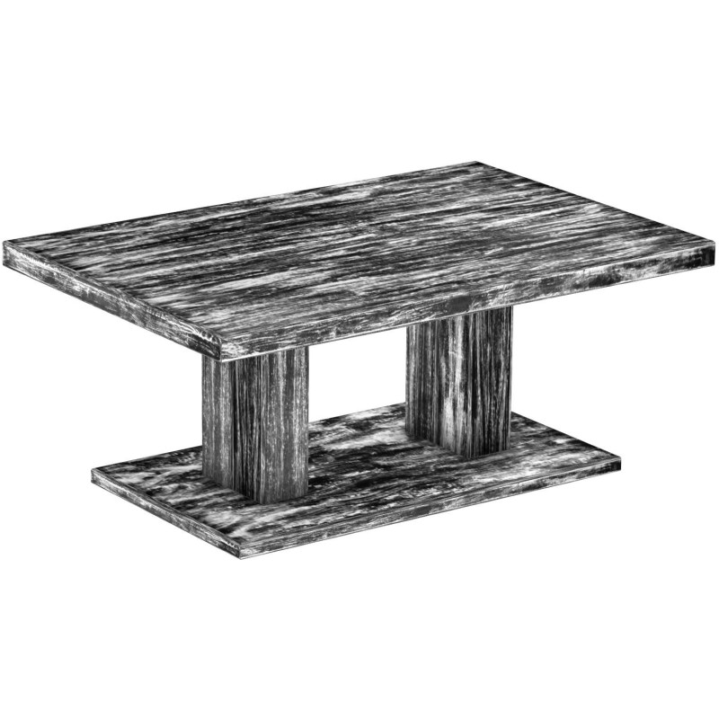 Couchtisch 120x80 Rio UNO Farbton Shabby Antik Ebenholz massiver Pinien Holztisch - Säulentisch