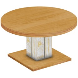 Couchtisch 90 rund Rio UNO Farbton Shabby Platte Honig massiver Pinien Holztisch - Säulentisch