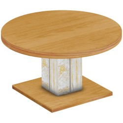 Couchtisch 90 rund Rio UNO Farbton Shabby Platte Honig massiver Pinien Holztisch - Säulentisch