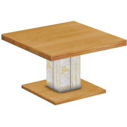 Couchtisch 80x80 Rio UNO Farbton Shabby Platte Honig massiver Pinien Holztisch - Säulentisch