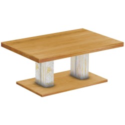 Couchtisch 120x80 Rio UNO Farbton Shabby Platte Honig massiver Pinien Holztisch - Säulentisch