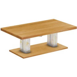 Couchtisch 140x80 Rio UNO Farbton Shabby Platte Honig massiver Pinien Holztisch - Säulentisch
