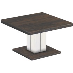 Couchtisch 80x80 Rio UNO Farbton Granitgrau Weiss massiver Pinien Holztisch - Säulentisch