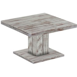 Couchtisch 80x80 Rio UNO Farbton Shabby Nussbaum massiver Pinien Holztisch - Säulentisch