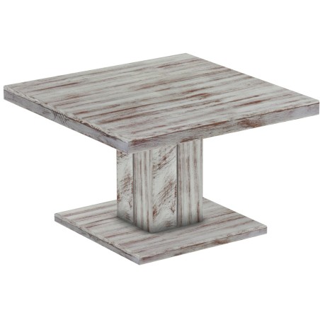 Couchtisch 80x80 Rio UNO Farbton Shabby Nussbaum massiver Pinien Holztisch - Säulentisch