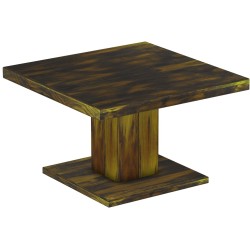 Couchtisch 80x80 Rio UNO Farbton Goldmix massiver Pinien Holztisch - Säulentisch