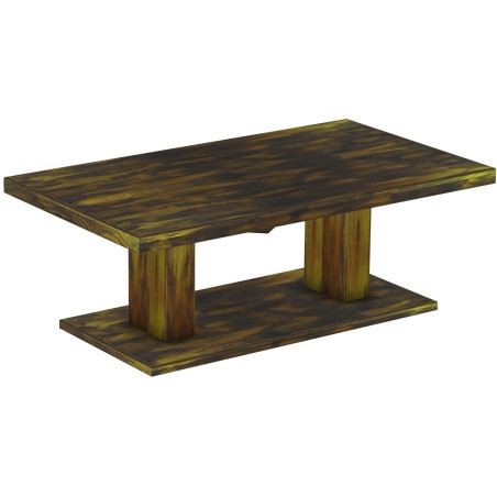 Couchtisch 140x80 Rio UNO Farbton Goldmix massiver Pinien Holztisch - Säulentisch