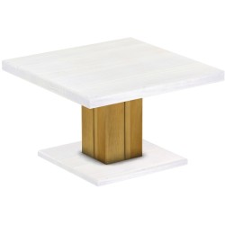 Couchtisch 80x80 Rio UNO Farbton Brasil Platte weiss massiver Pinien Holztisch - Säulentisch