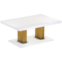 Couchtisch 120x80 Rio UNO Farbton Brasil Platte weiss massiver Pinien Holztisch - Säulentisch