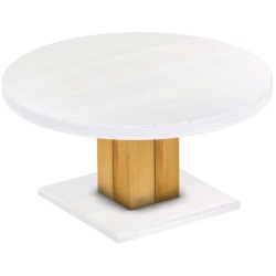 Couchtisch 100 rund Rio UNO Farbton Honig Platte weiss massiver Pinien Holztisch - Säulentisch