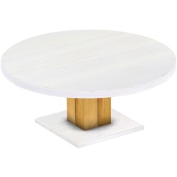 Couchtisch 120 rund Rio UNO Farbton Honig Platte weiss massiver Pinien Holztisch - Säulentisch
