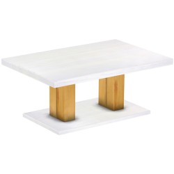 Couchtisch 120x80 Rio UNO Farbton Honig Platte weiss massiver Pinien Holztisch - Säulentisch