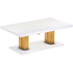Couchtisch 140x80 Rio UNO Farbton Honig Platte weiss massiver Pinien Holztisch - Säulentisch
