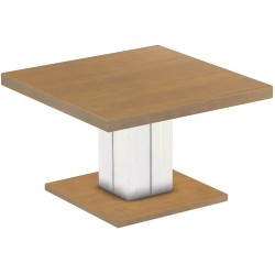 Couchtisch 80x80 Rio UNO Farbton Eiche natur weiss massiver Pinien Holztisch - Säulentisch