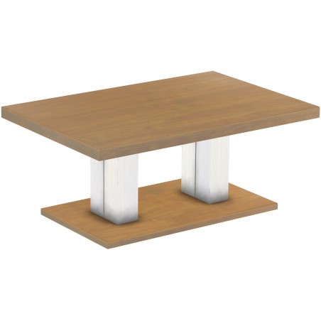 Couchtisch 120x80 Rio UNO Farbton Eiche natur weiss massiver Pinien Holztisch - Säulentisch