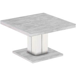 Couchtisch 80x80 Rio UNO Farbton Beton Weiss massiver Pinien Holztisch - Säulentisch