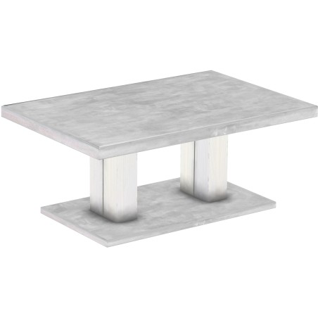 Couchtisch 120x80 Rio UNO Farbton Beton Weiss massiver Pinien Holztisch - Säulentisch