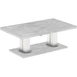 Couchtisch 140x80 Rio UNO Farbton Beton Weiss massiver Pinien Holztisch - Säulentisch