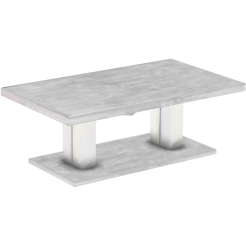 Couchtisch 140x80 Rio UNO Farbton Beton Weiss massiver Pinien Holztisch - Säulentisch