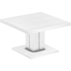 Couchtisch 80x80 Rio UNO Farbton Schneeweiss massiver Pinien Holztisch - Säulentisch