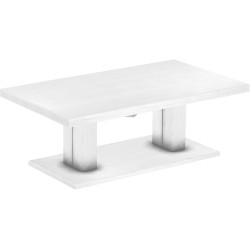 Couchtisch 140x80 Rio UNO Farbton Schneeweiss massiver Pinien Holztisch - Säulentisch