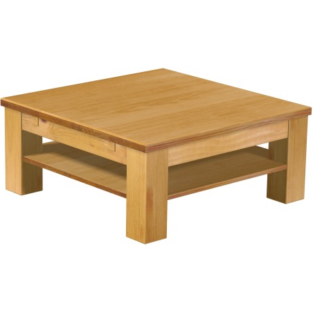 Couchtisch 90x90 Rio Classico Honig massiver Pinien Holztisch mit Ablage