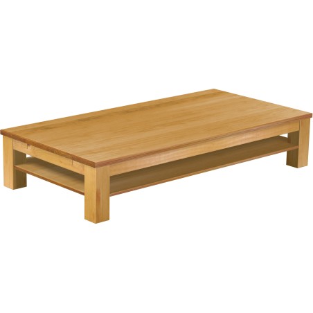 Couchtisch 200x100 Rio Classico Honig massiver Pinien Holztisch mit Ablage