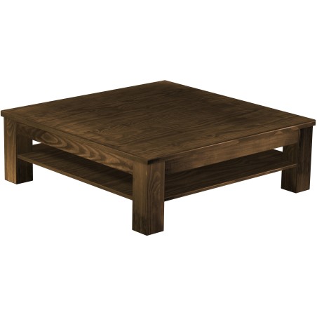 Couchtisch 120x120 Rio Classico Eiche antik massiver Pinien Holztisch mit Ablage