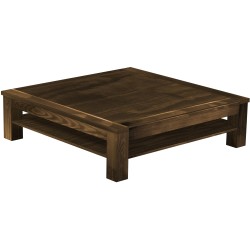Couchtisch 140x140 Rio Classico Eiche antik mit Ablage massive Pinie  - Tischplatte mit Sperrholzeinlage