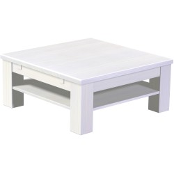 Couchtisch 90x90 Rio Classico Pinie Weiss massiver Pinien Holztisch mit Ablage