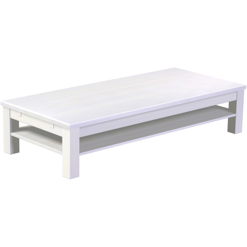 Couchtisch 180x80 Rio Classico Pinie Weiss massiver Pinien Holztisch mit Ablage